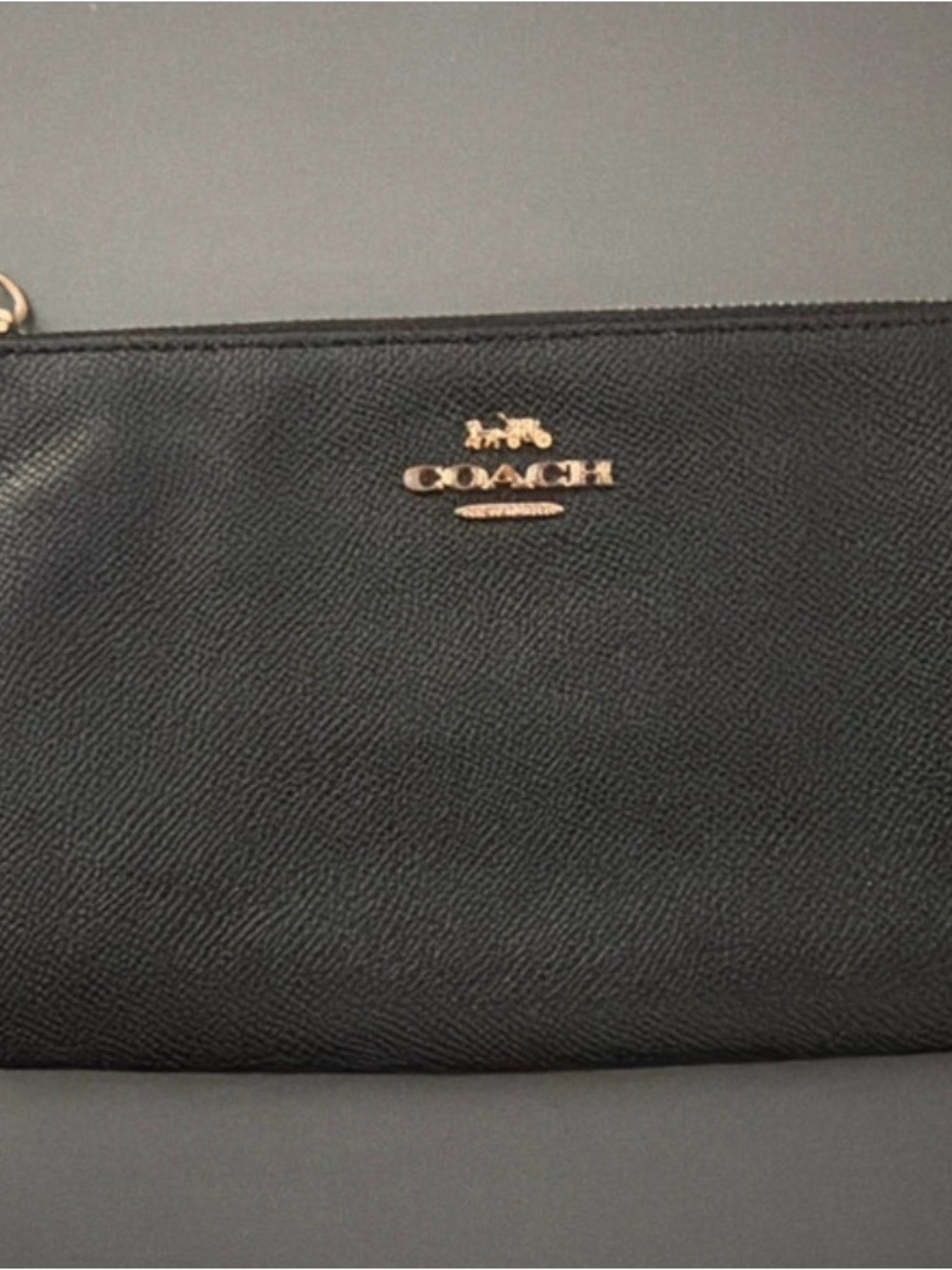 Classic Coach Corner Zip Black Wristlet 8” wide x 5” high , READ